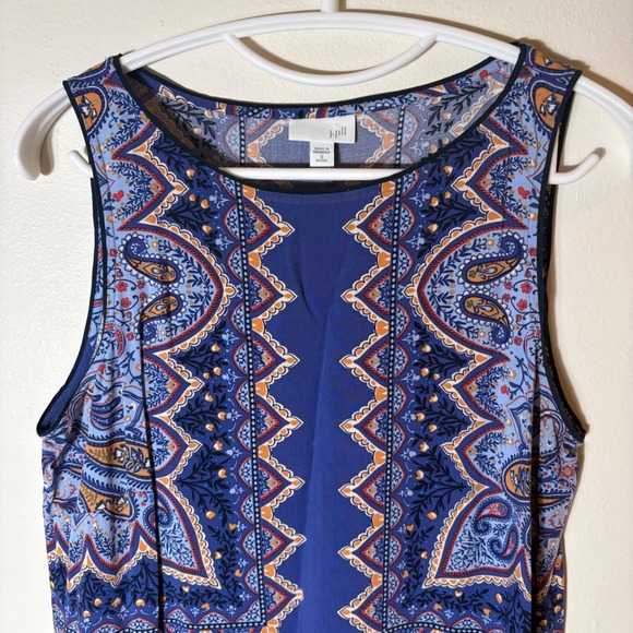 J. Jill Majestic Blue Paisley Sleeveless Midi Dress Size Small Petite - Picture 2 of 7